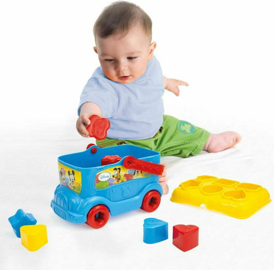 Baby Clementoni Παιχνίδι Ταξινόμησης Σχημάτων Baby Λεωφορειάκι με Σχήματα Mickey για 9+ Μηνών