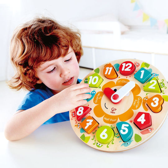 Hape Shape Sorting Toy Happy Puzzles Clock Chunky made of Wood for 36++ Months (Various Designs/Assortments of Designs) 1pc