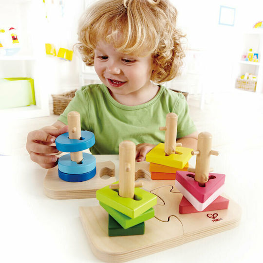 Hape Jucărie de Sortare a Formelor Early Explorer Creative Peg Puzzle din Lemn pentru 18++ Luni