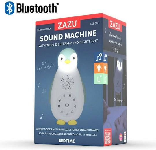 Zazu Zoe Sleep Penguin White Sounds Bluetooth Night Light Blue Rechargeable