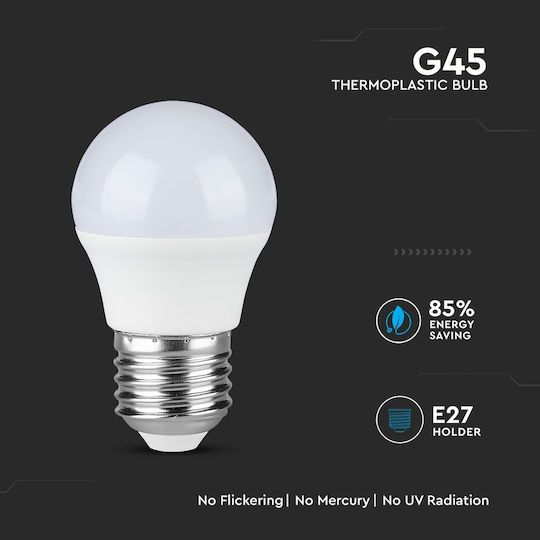 V-TAC VT-290 Λάμπα LED 7W 81mm για Ντουί E27 και Σχήμα G45 Θερμό Λευκό 600lm