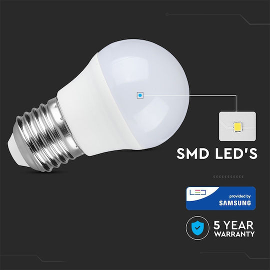 V-TAC VT-290 Λάμπα LED 7W 81mm για Ντουί E27 και Σχήμα G45 Θερμό Λευκό 600lm