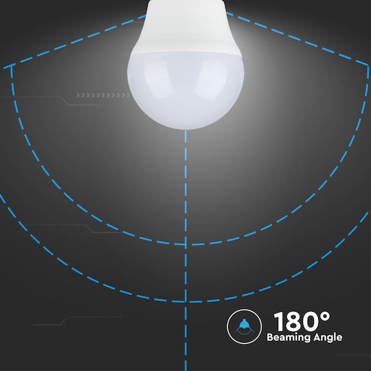 V-TAC VT-290 Λάμπα LED 7W 81mm για Ντουί E27 και Σχήμα G45 Θερμό Λευκό 600lm