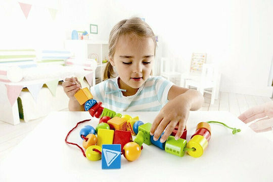 Hape Jucărie cu Șireturi Early Explorer Forme cu Șnur din Lemn pentru 36++ Luni