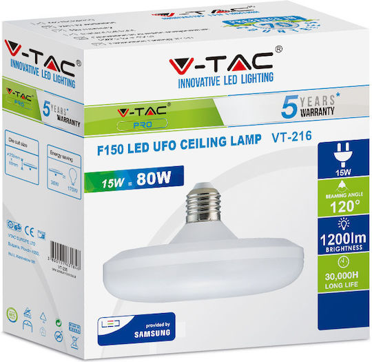 V-TAC VT-235 LED Bulb 36W 80mm for Socket E27 Warm White 2900lm