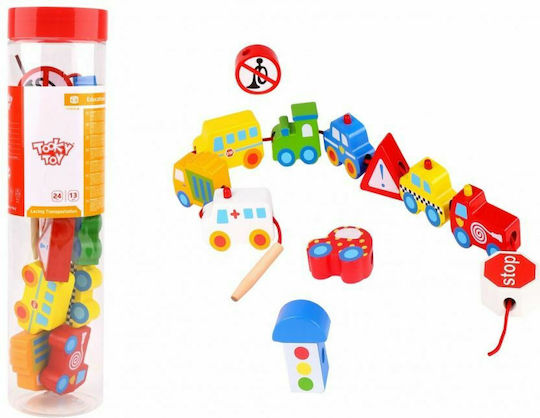 Tooky Toys Ziehspielzeug Schiebefahrzeuge aus Holz für 24++ Monate