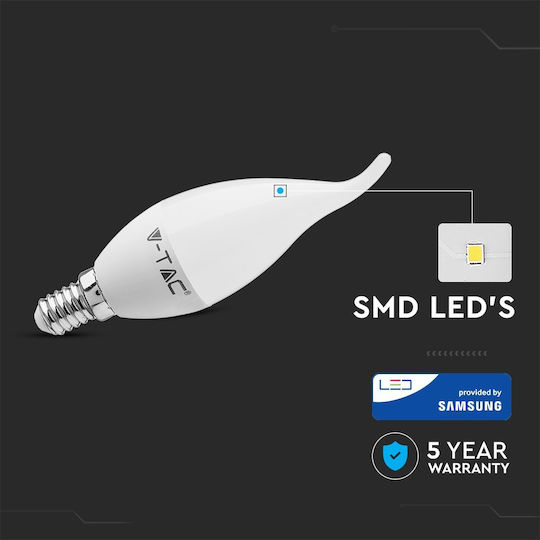 V-TAC VT-258 Λάμπα LED 5.5W για Ντουί E14 Φυσικό Λευκό 470lm