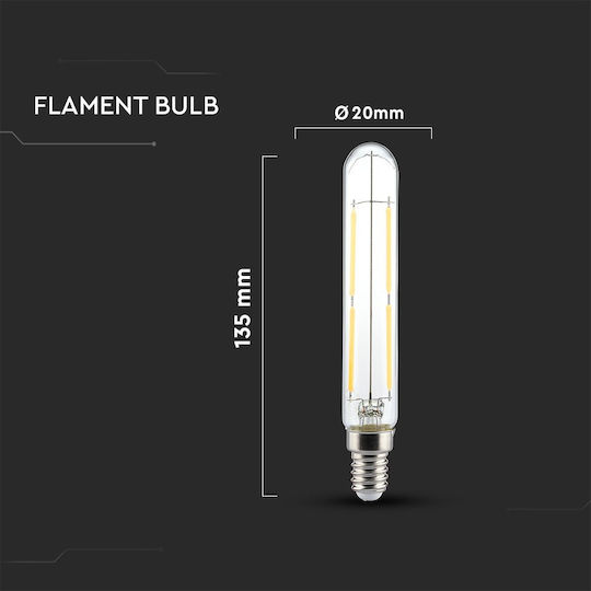 V-TAC VT-2204 LED-Lampe 4W 135mm für Fassung E14 und Form T20 Naturweiß 400lm