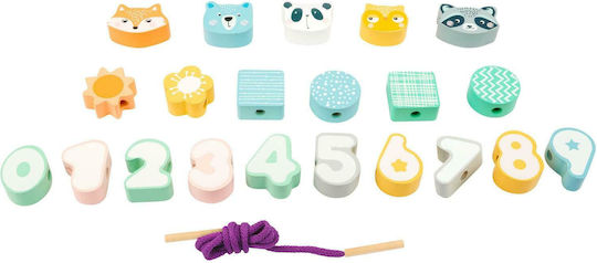 Small Foot Jucărie cu Șireturi Threading Game In Pastel Colours din Lemn pentru 18++ Luni
