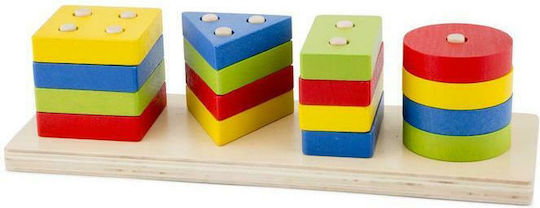 New Classic Toys Παιχνίδι Ταξινόμησης Σχημάτων Παιχνίδι Στοίβαξης με Γεωμετρικά Σχήματα από Ξύλο για 12+ Μηνών