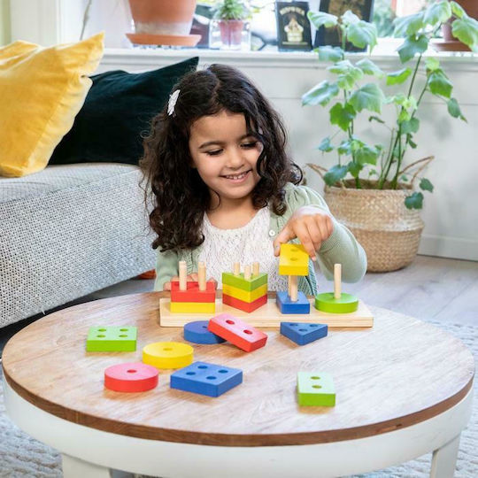New Classic Toys Παιχνίδι Ταξινόμησης Σχημάτων Παιχνίδι Στοίβαξης με Γεωμετρικά Σχήματα από Ξύλο για 12+ Μηνών