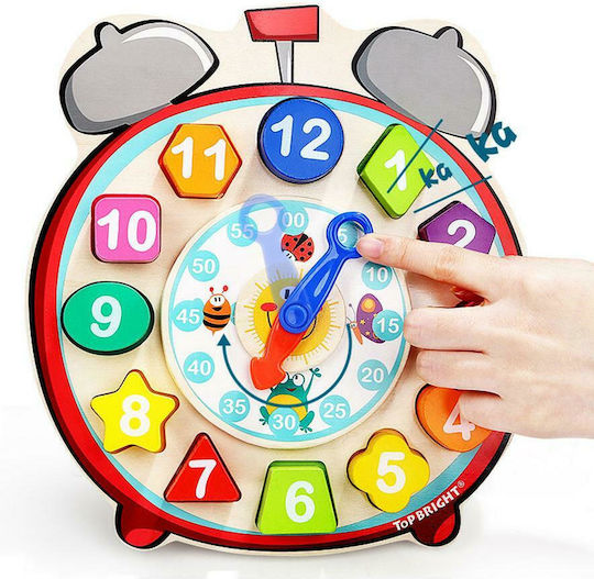 Top Bright Παιχνίδι Ταξινόμησης Σχημάτων Clock Puzzle With Blocks από Ξύλο για 24+ Μηνών