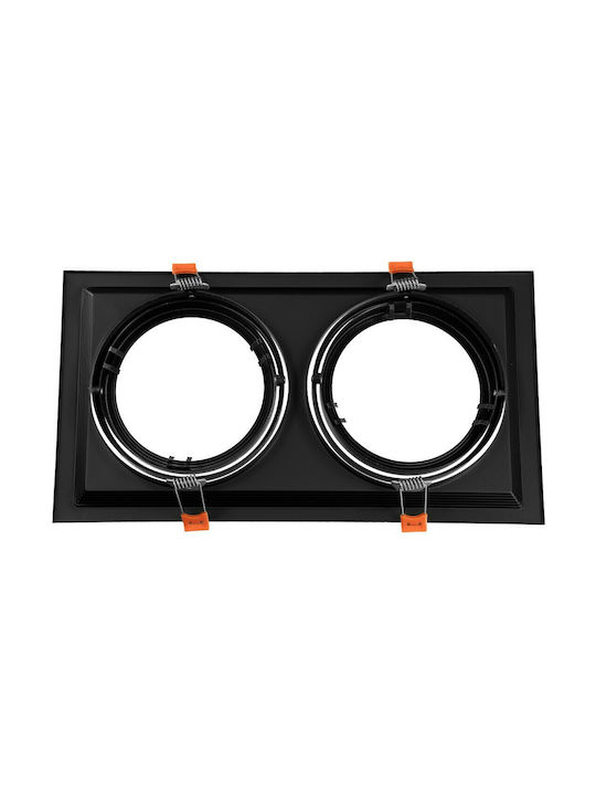 GloboStar Rectangle Metallic Frame for Spot AR111 Black 33.5x17.5cm. 1pcs