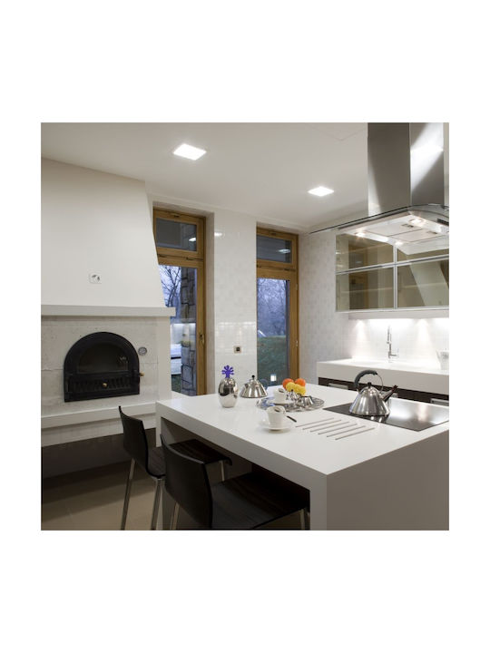 V-TAC Square Metallic Recessed Spot with Integrated LED and Natural White Light 10W 750lm White 12x12cm. 1pcs