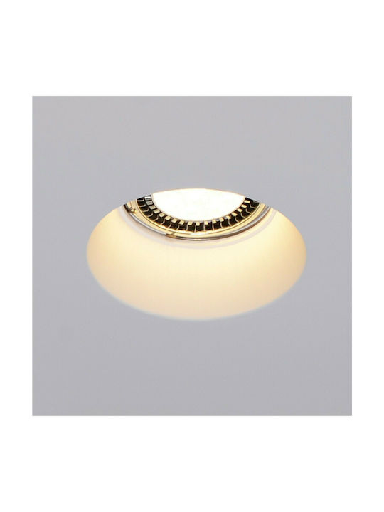 VK Lighting Round Plaster Recessed Spot with Socket G53 R111 White 20x20cm. 1pcs