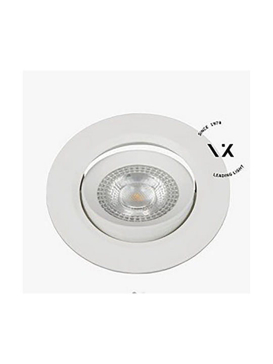 VK Lighting Кръгла Пластмаса Вграден Спот с Патрон Вграден LED 5W Регулируем Бял 9x9см. 1бр