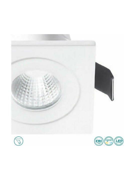 Gea Luce Alya Square Metallic Recessed Spot with Integrated LED and Warm White Light White 5x5cm. 1pcs