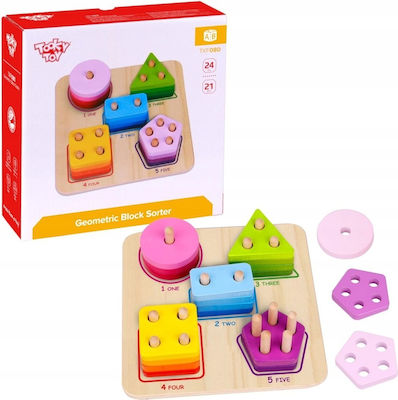 Tooky Toys Formsortierspielzeug Γεωμετρικά Σχήματα Στοίβαξης με Αριθμούς aus Holz für 24++ Monate