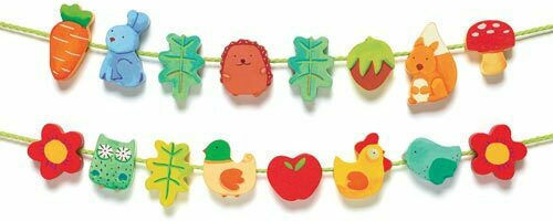 Djeco Lacing Toy Filanature Animals-Nature on the Cord made of Wood for 24++ Months