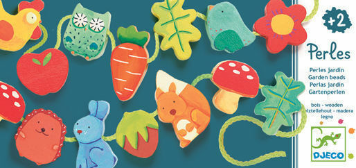 Djeco Lacing Toy Filanature Animals-Nature on the Cord made of Wood for 24++ Months