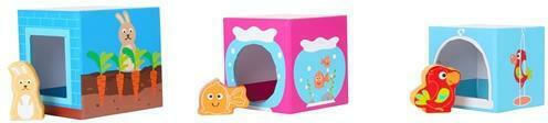 Small Foot Stacking Toy Colourful Stacking Cube Pets made of Wood for 12++ Months