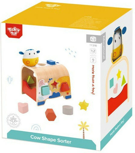 Tooky Toys Παιχνίδι Ταξινόμησης Σχημάτων Αγελάδα από Ξύλο για 12+ Μηνών