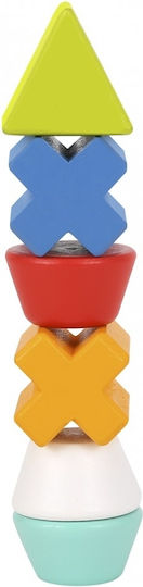 Tooky Toys Stacking Toy Stacking Game with Shapes & Cards made of Wood for 36++ Months