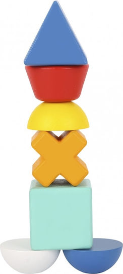 Tooky Toys Stacking Toy Stacking Game with Shapes & Cards made of Wood for 36++ Months