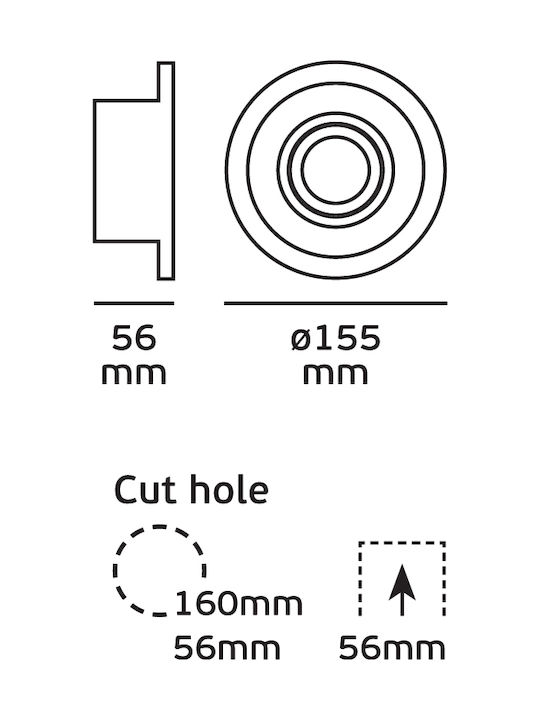 VK Lighting Rotund Tencuială Spot Încorporat cu Soclu GU10 Mișcare Alb 15.5x15.5cm. 1buc