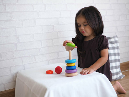 Plan Toys Stacking Toy Pyramid of Rings made of Wood for 24++ Months