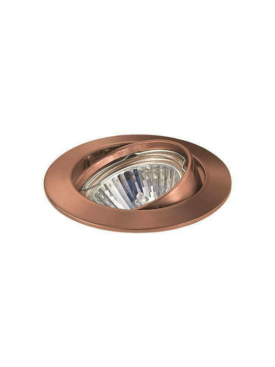 Eurolamp Round Metallic Recessed Spot with Integrated LED and Natural White Light MR16 Adjustable Copper 8.3x8.3cm. 1pcs