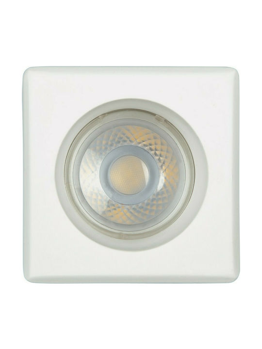 VK Lighting Τετράγωνο Γύψινο Χωνευτό Σποτ με Ενσωματωμένο LED και Θερμό Λευκό Φως Λευκό 8x8εκ. 1τμχ