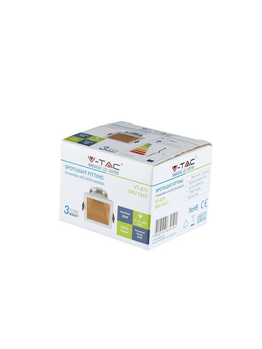 V-TAC Square Metallic Frame for Spot GU10 Copper 8.5x8.5cm. 1pcs