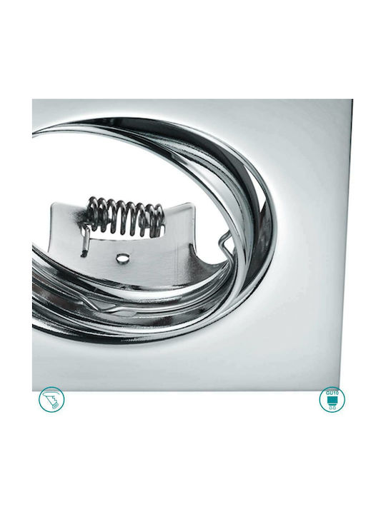 Trio Lighting Jura Square Metallic Frame for Spot GU10 Silver 8x8cm. 1pcs