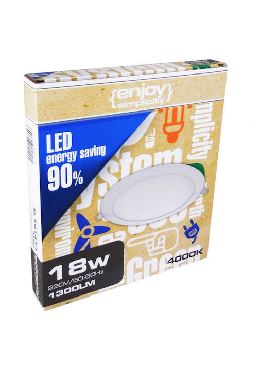 Elvhx Round Metallic Recessed Spot with Integrated LED and Cool White Light White 11.5x11.5cm. 1pcs