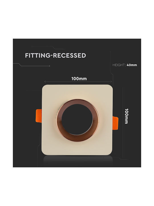 V-TAC Square Plaster Frame for Spot GU10 Copper 10x10cm. 1pcs