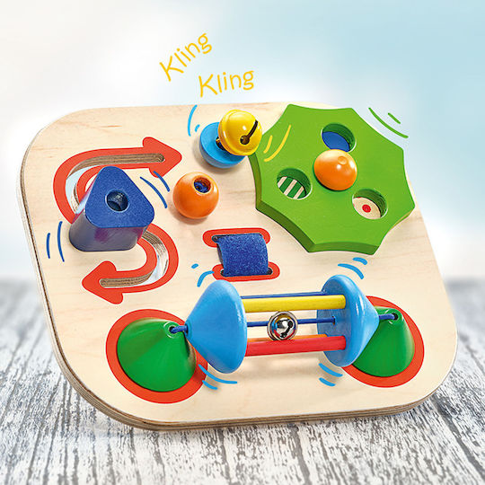 Selecta Babyspielzeug Carusello Feinmotorik-Tafel aus Holz mit Sounds für 0++ Monate