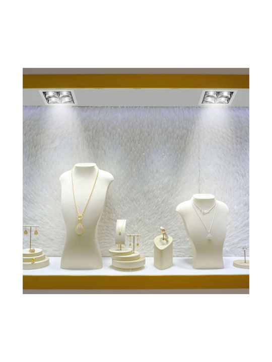 V-TAC Square Metallic Recessed Spot with Integrated LED and Natural White Light Samsung SMD 16W White 9.3x9.3cm. 1pcs