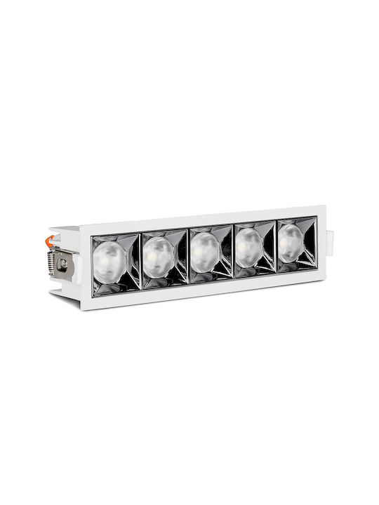 V-TAC Rectangle Metallic Recessed Spot with Integrated LED and Warm White Light Black 13x5.4cm. 1pcs
