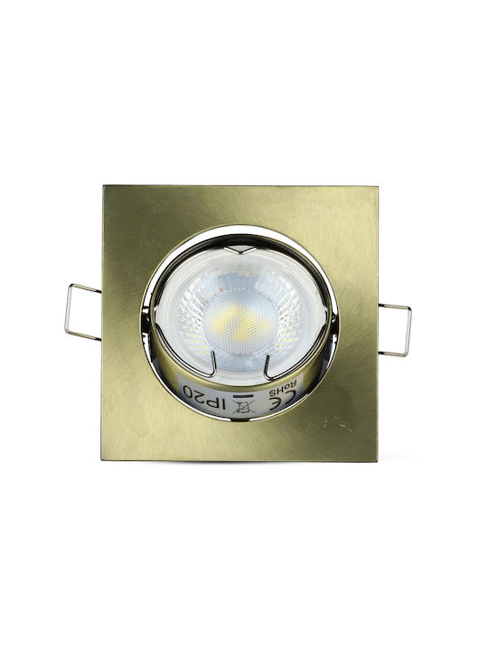 V-TAC Square Metallic Frame for Spot GU10 Moving Gold 8.2x8.2cm. 1pcs