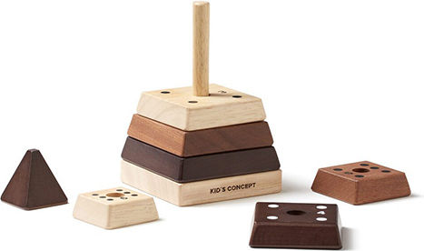 Kids Concept Stacking Toy Stacking Pyramid made of Wood for 12++ Months