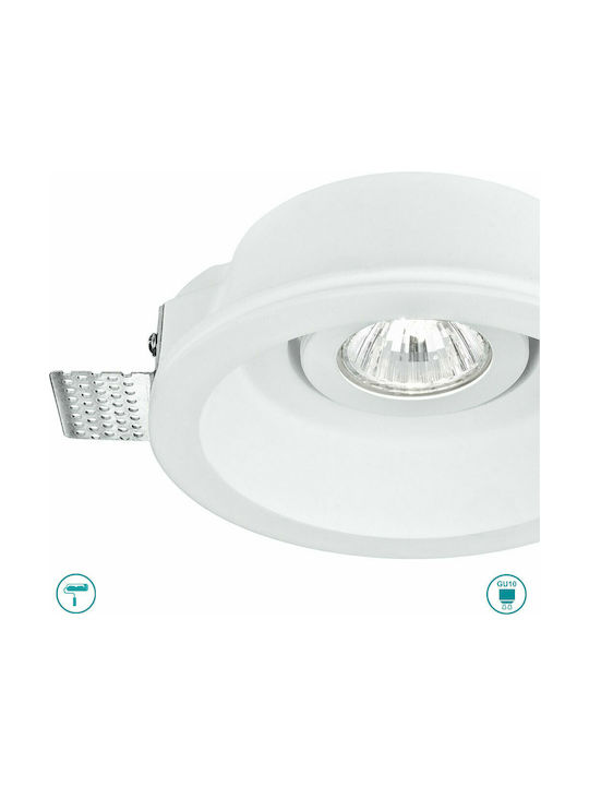 Fan Europe Morganar1 Spot Rotund De Tencuială Îngropat Cu Dulie GU10 Alb 15x15cm