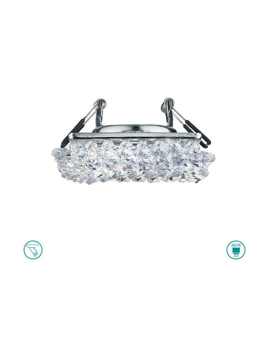 Trio Lighting Dolomite Τετράγωνο Μεταλλικό Χωνευτό Σποτ με Ντουί GU10 Ασημί 10x10εκ.