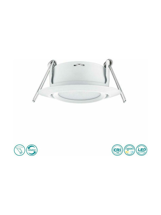 Trio Lighting Rila Round Metallic Recessed Spot with Integrated LED and Warm White Light White 1pcs