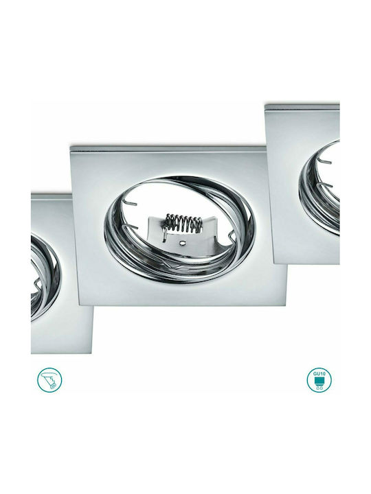 Trio Lighting Jura Square Metallic Frame for Spot GU10 3τμχ Silver 8x8cm. 3pcs