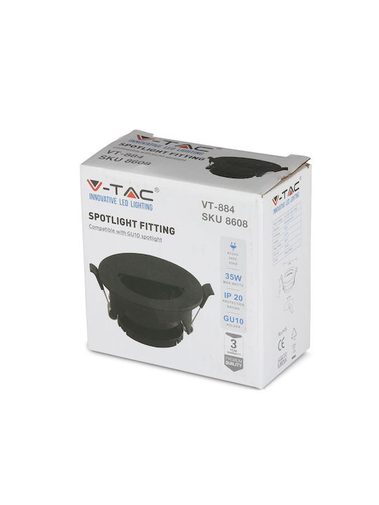 V-TAC Rund Metallisch Rahmen für Spots GU10 Schwarz 8.3x8.3cm. 1Stück