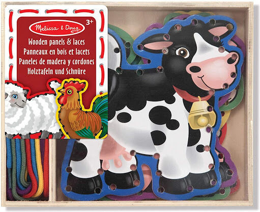 Melissa & Doug Παιχνίδι με Κορδόνια Animals Lace and Trace Farm Activity Set από Ξύλο για 36+ Μηνών