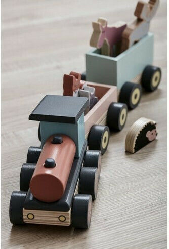 Kids Concept Превозно средство Train Edvin от дърво за 36++ месеца