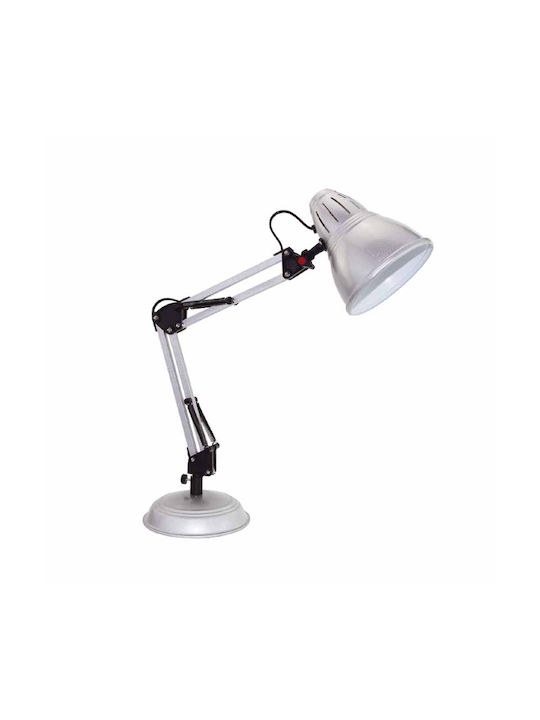 Aca Ufficio Office Lamp with Foldable Arm for Socket E27 in Silver Color