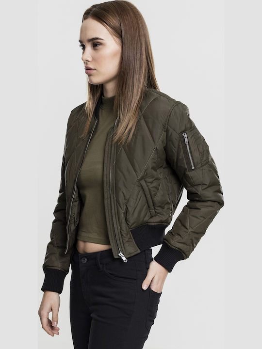 Kurz Damen Bomberjacke Khaki